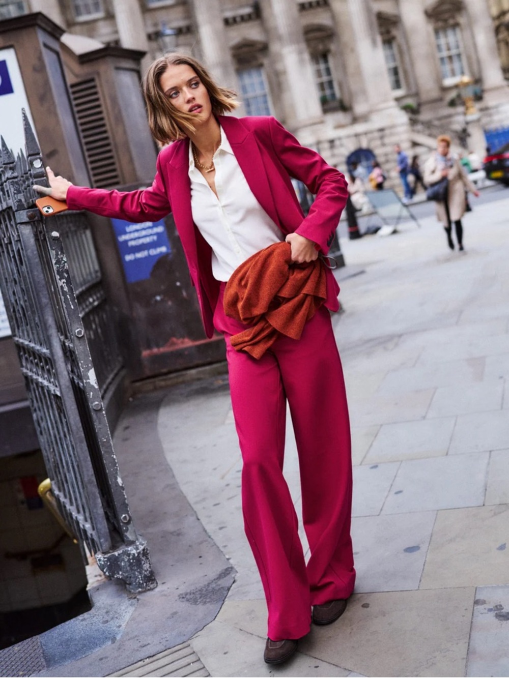 Boden Magenta Wide-Leg Trousers